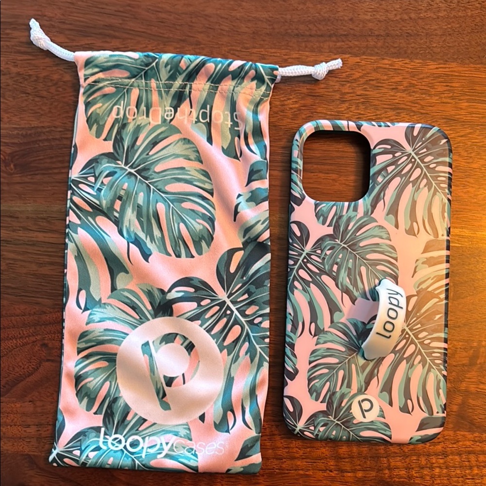 Loopy Case Tropical Leaf Phone Case - Pink and Green